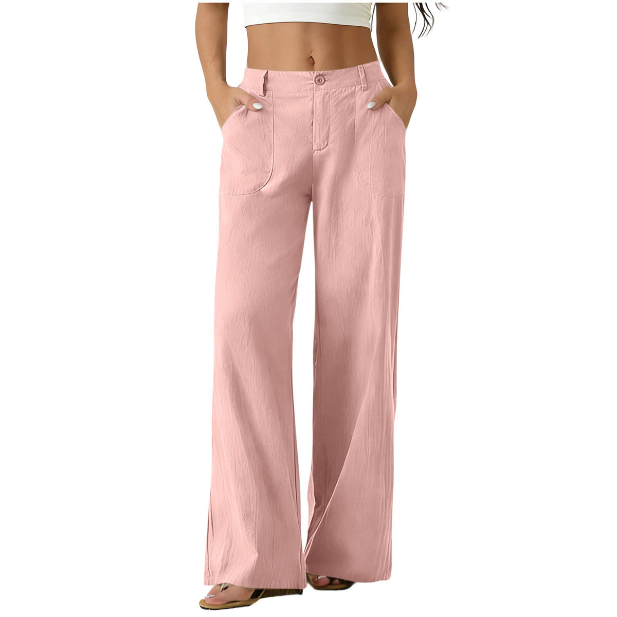 High-Waisted Straight-Leg Pants with Roomy Pockets / All-Day Comfort with a Clean, Refined Look