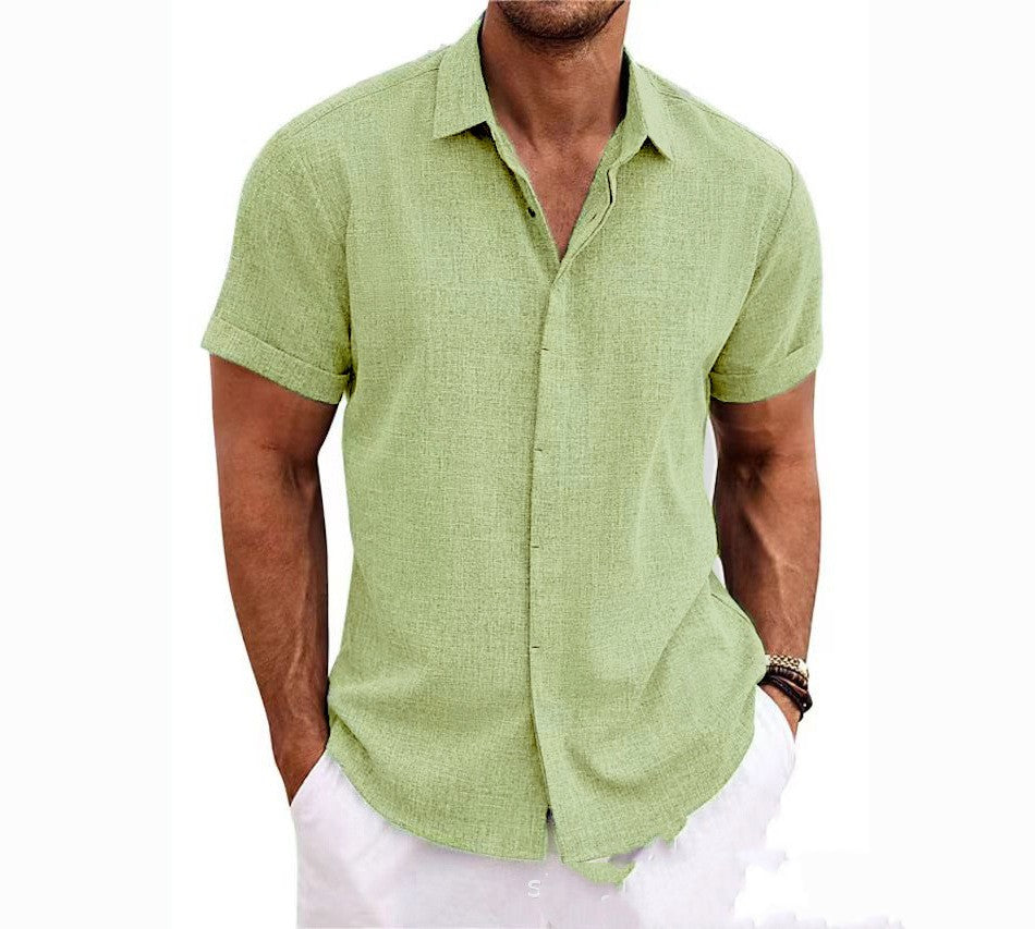 Men's linen short sleeve button-up shirt