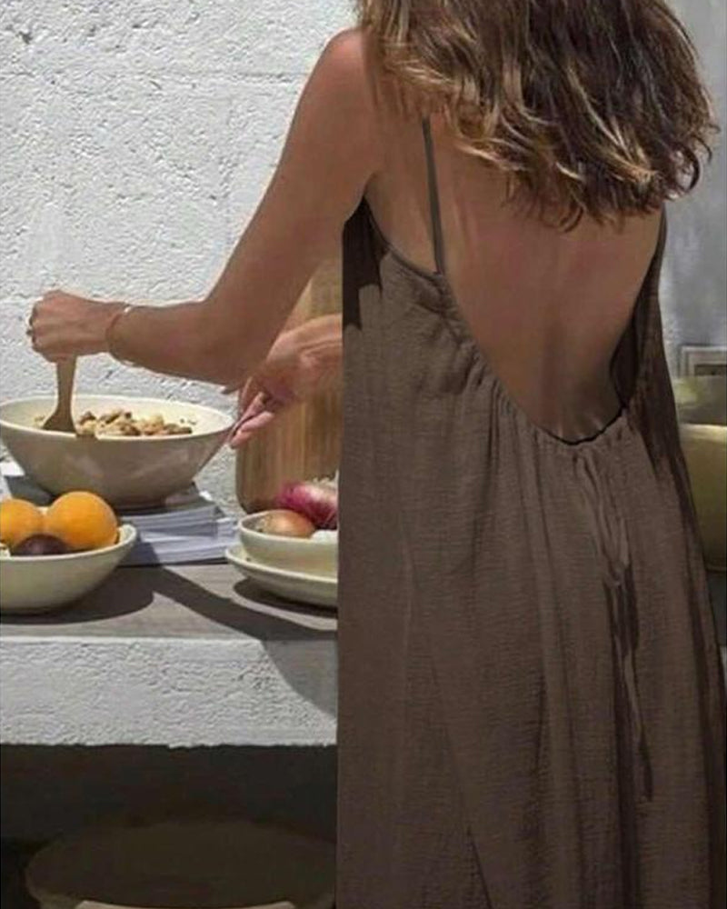 Summer Backless Maxi Slip Dress
