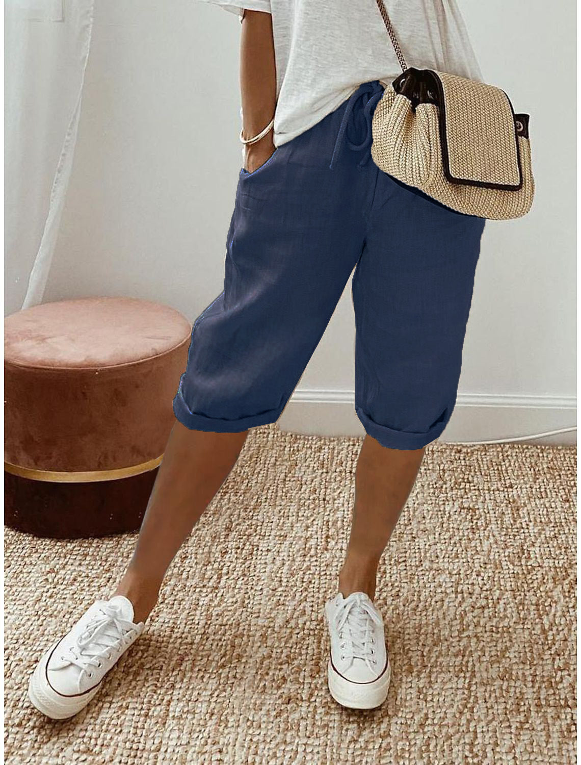 Women's Casual Cotton Linen Capris