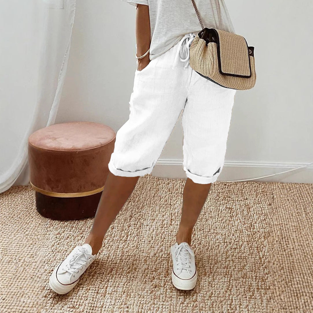 Women's Casual Cotton Linen Capris