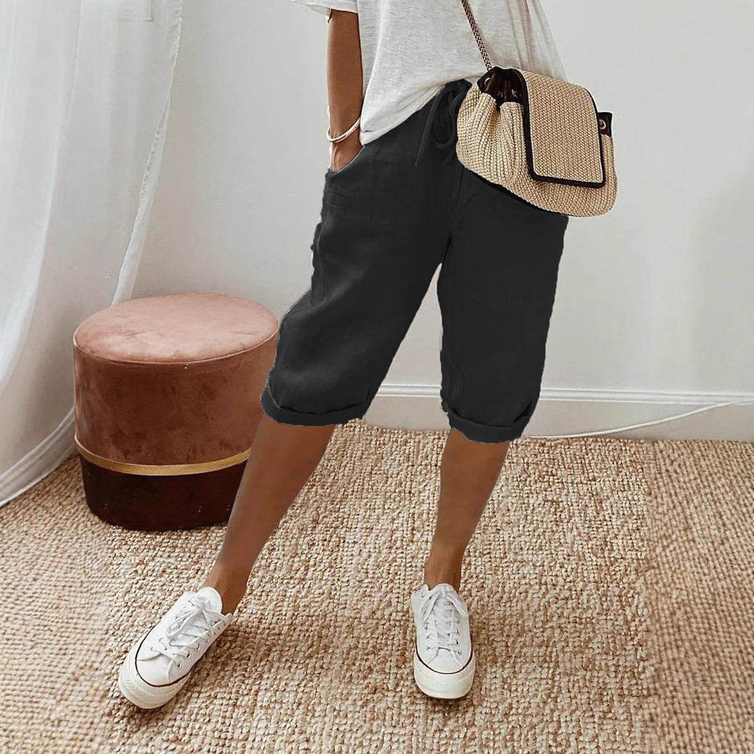 Women's Casual Cotton Linen Capris