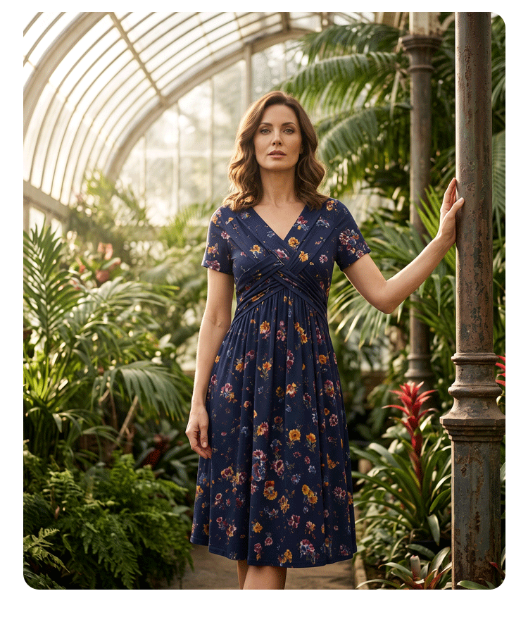 🔥Women's V-Neck Floral Print Dress with Twist Waist