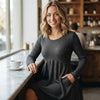 Long-Sleeved Knit Midi Dress