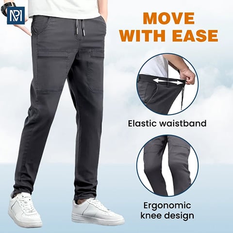 Men's high-stretch cargo pants - Black