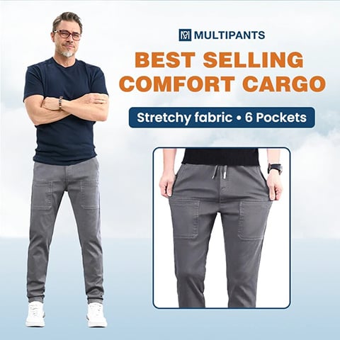 Men's high-stretch cargo pants - Black