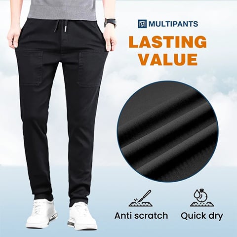 Men's high-stretch cargo pants - Black