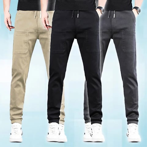 Men's high-stretch cargo pants - Black