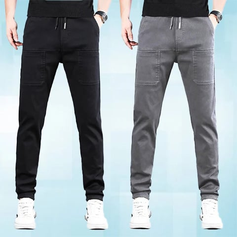 Men's high-stretch cargo pants - Black